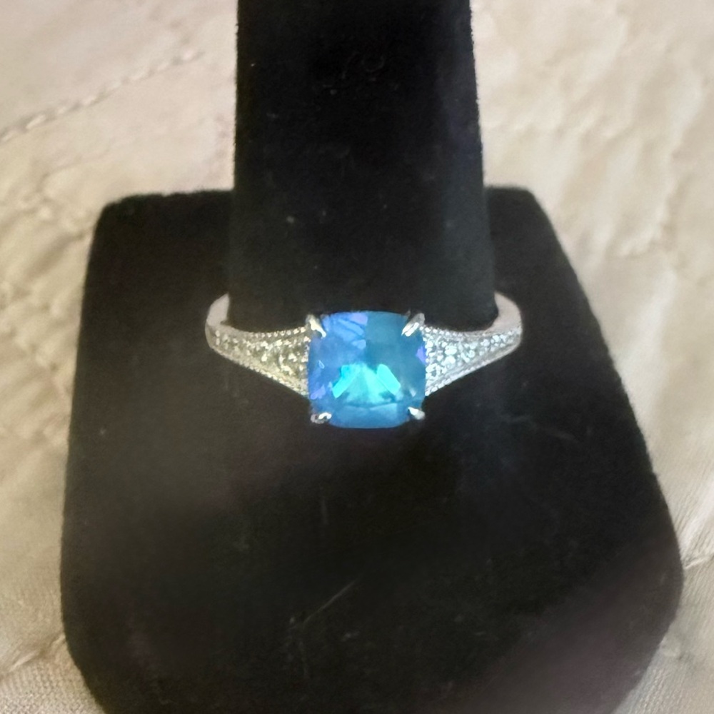 Sterling Silver Light Aquamarine Ring -Size 8